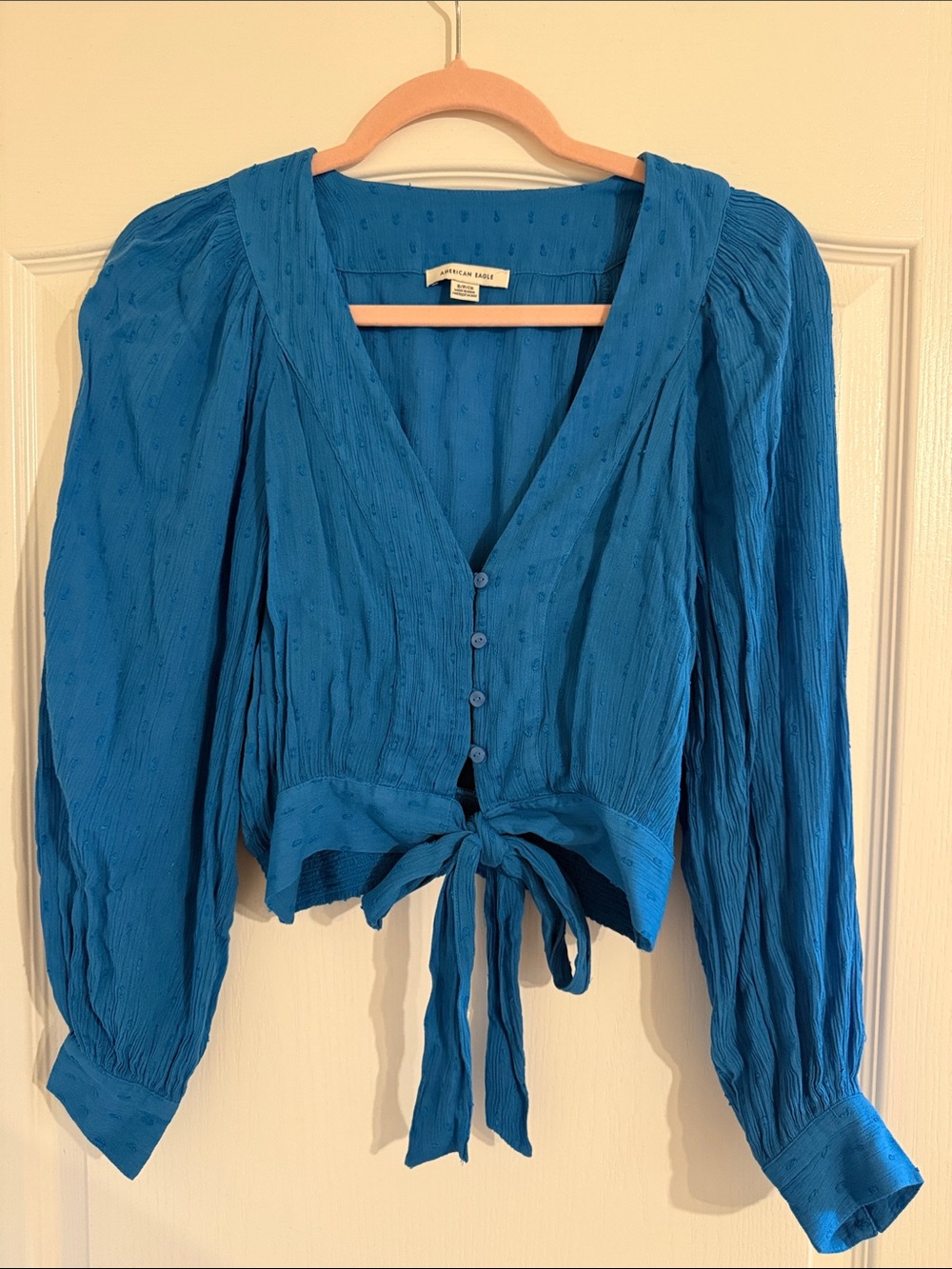Velvet Heart Blue Tie-Front Button Blouse